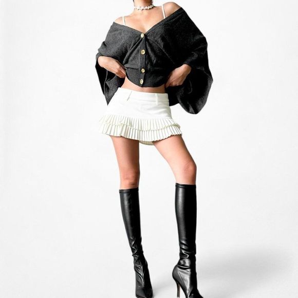 Vintage Y2K Tory Burch Cashmere Gray Button Down Oversized Knit Cardigan Size S - Picture 2 of 9